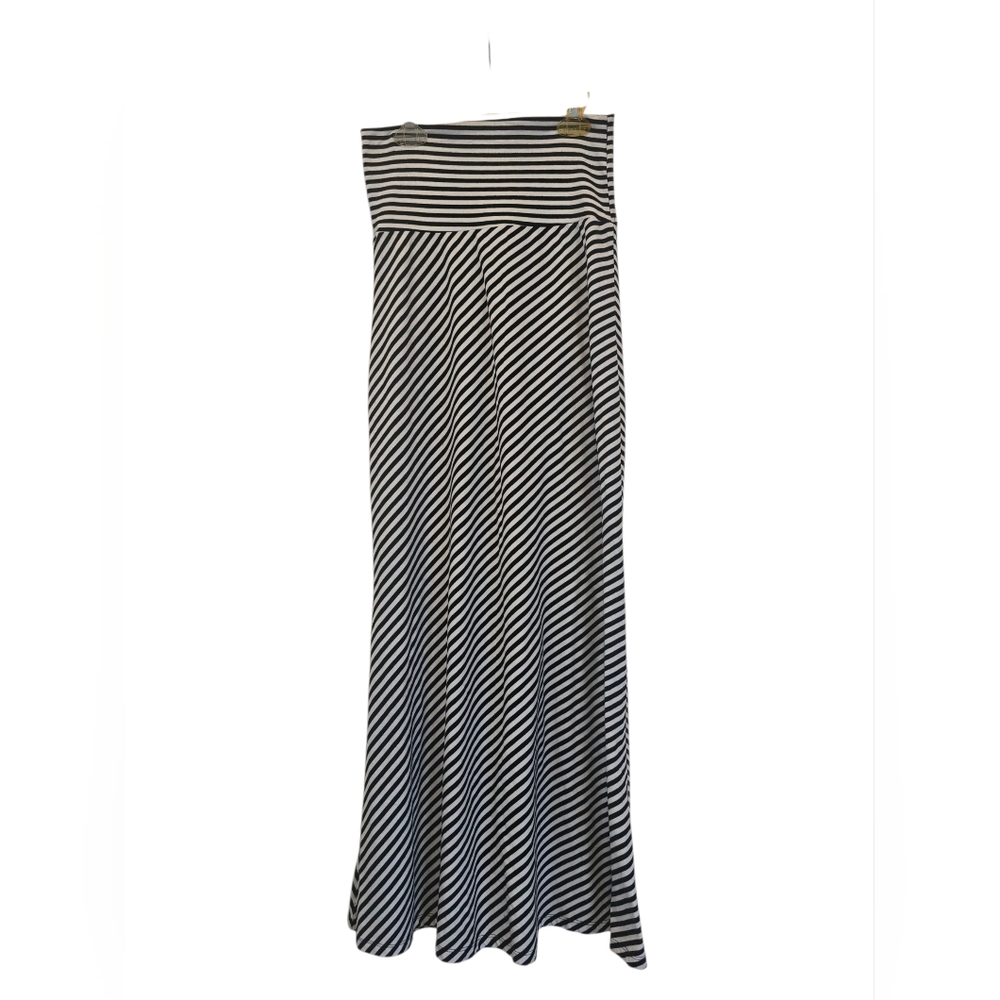 Black and Off-White Striped Maxi Skirt